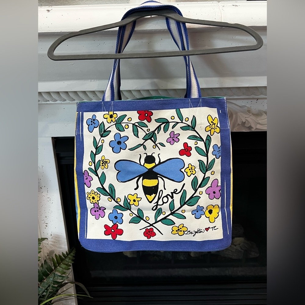 🟣Brighton Floral Bee Canvas Tote - Blue, Yellow, Red, Green FINAL PRICE🟣